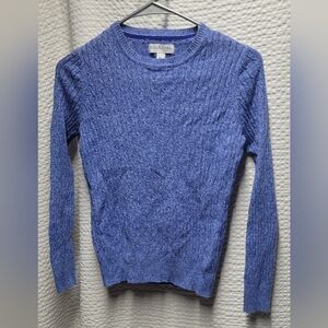 Kim Rogers Textured Blue Crew Neck Sweater